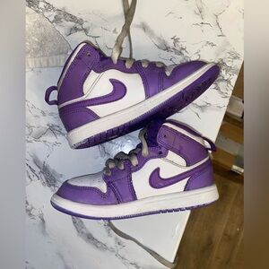 Kids Air Jordan 1 Mid (Dusty Amethyst / Court Purple / White)
